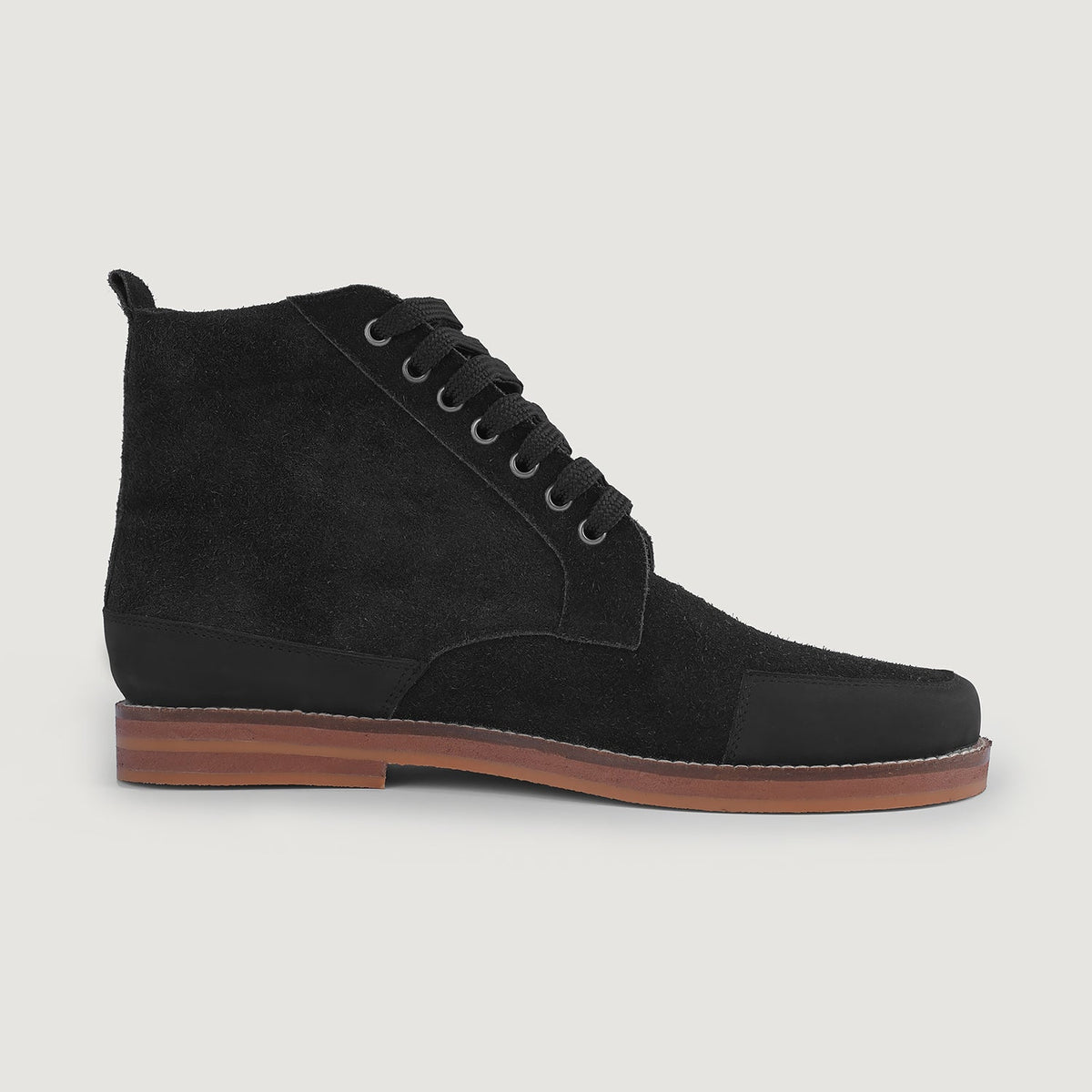 Distressed Black Goatskin Suede Leather Boots - Costruzione Goodyear a guardolo & dettaglio puntale