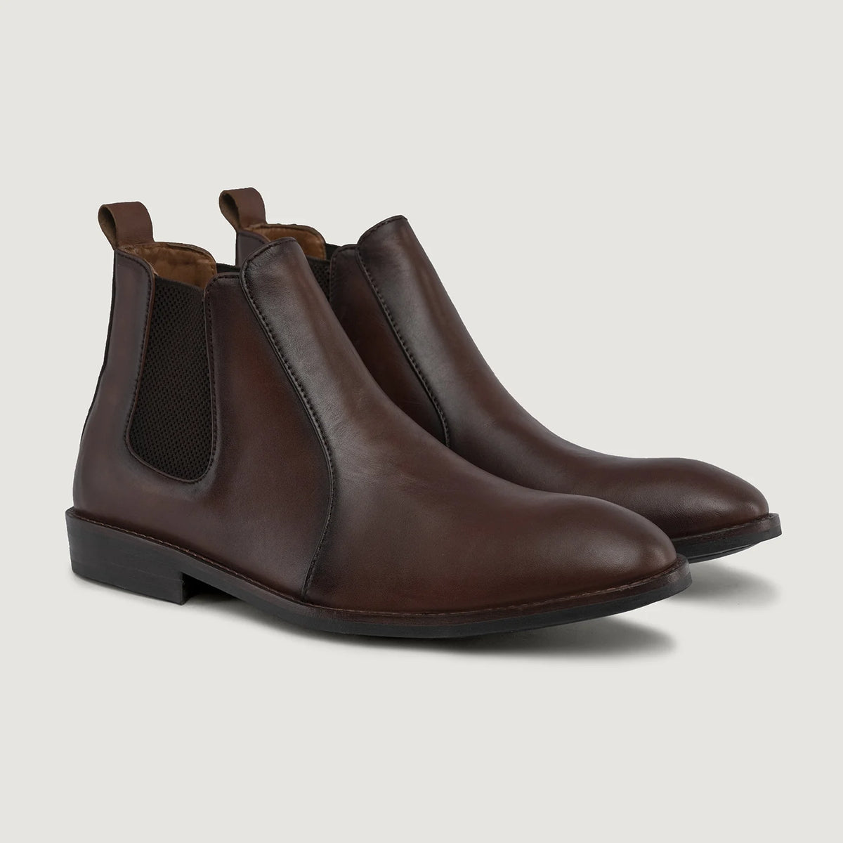 Clarkson Chelsea Brown Burnished Leather Boots StudGuard For Men in Burnished Brown Full-Grain Leather - Vista laterale | Acquista online