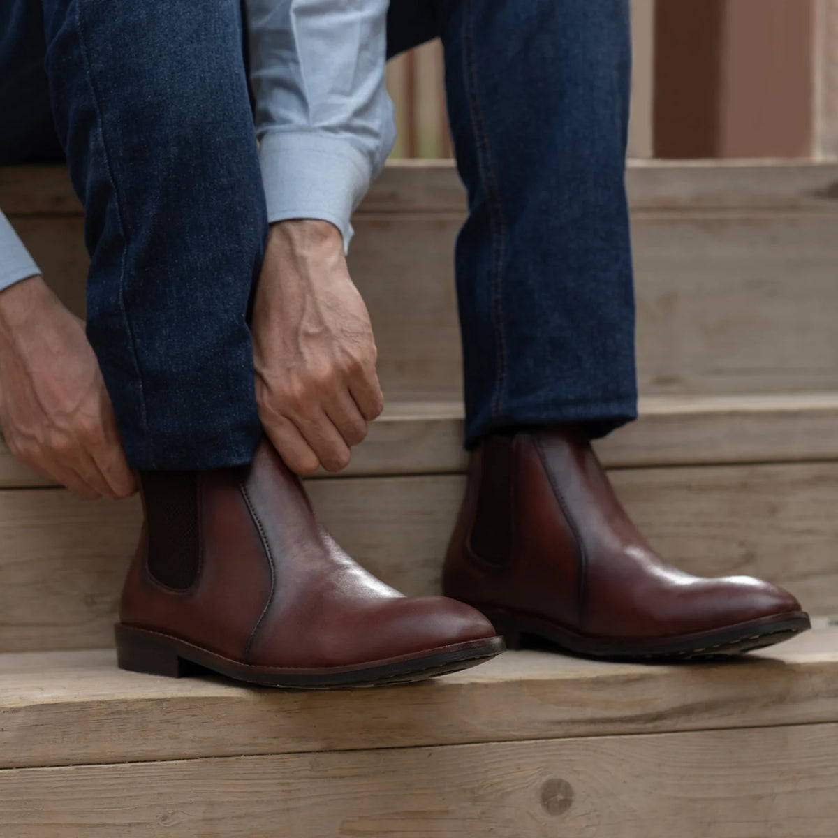 Orlaven Clarkson Chelsea Marrone Burnished Stivali in pelle - StudGuard da Uomo footwear image 10