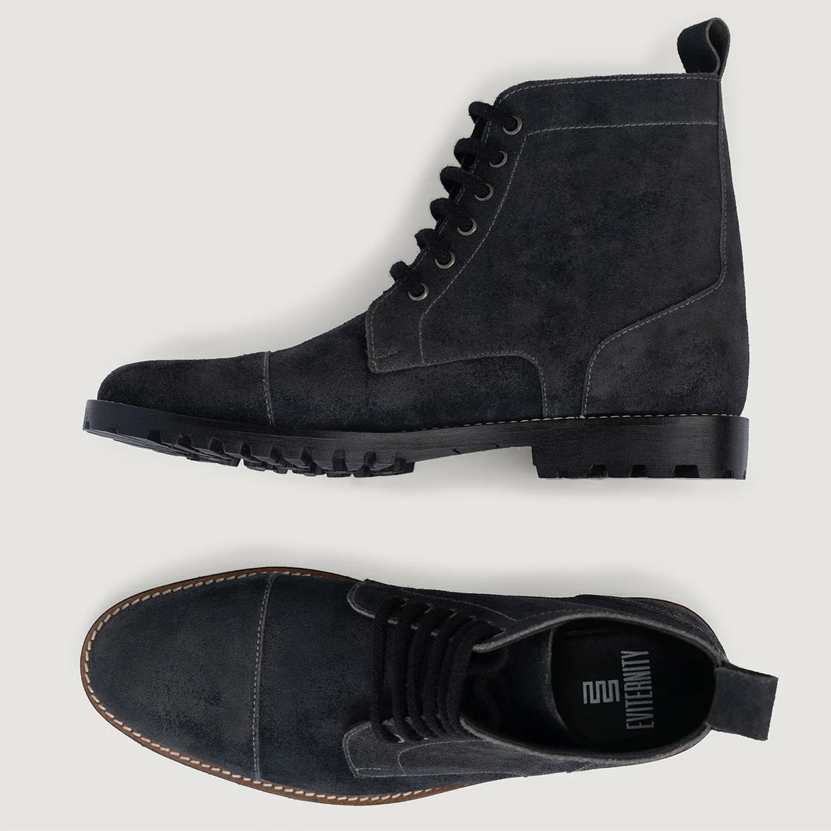 Knight Derby Grigio Suede Stivali in pelle - TerraGrip da Uomo - Contrafforte tallone rinforzato & doppie cuciture di precisione