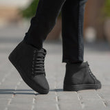 Black Full-Grain leather Sneakers - Goodyear Welt Construction & Front Toe Box Detail