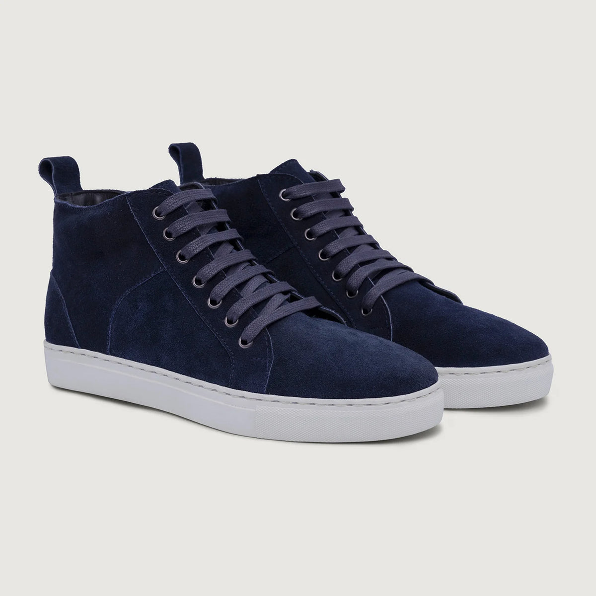Marty High Top Blu Suede Sneakers in pelle da Uomo For Men in Blue Goatskin Suede - Vista laterale | Acquista online
