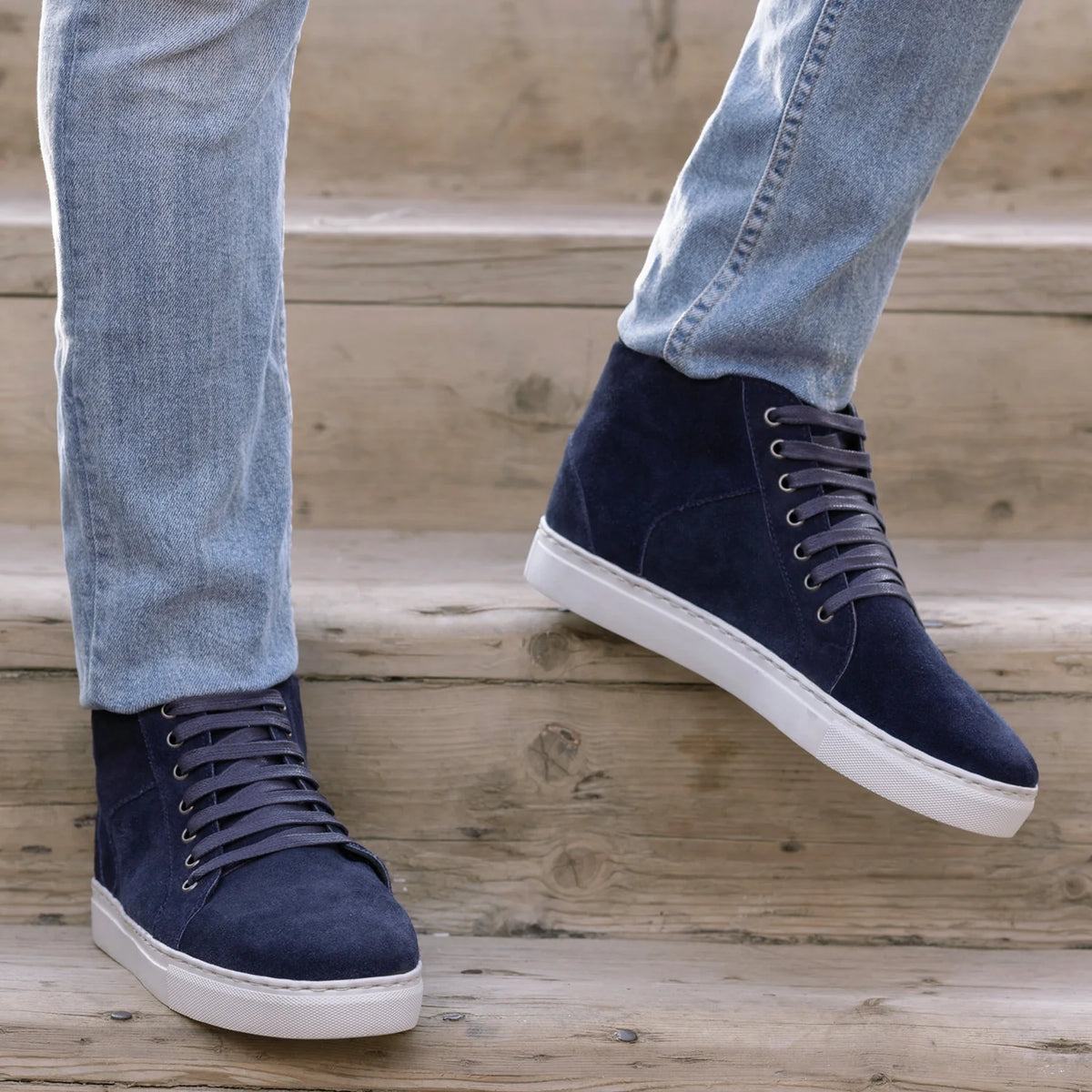 Orlaven Marty High Top Blu Suede Sneakers in pelle da Uomo footwear image 9