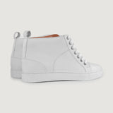 Marty High Top White Leather Sneakers - Reinforced Heel Counter & Precision Double-Row Stitching Detail