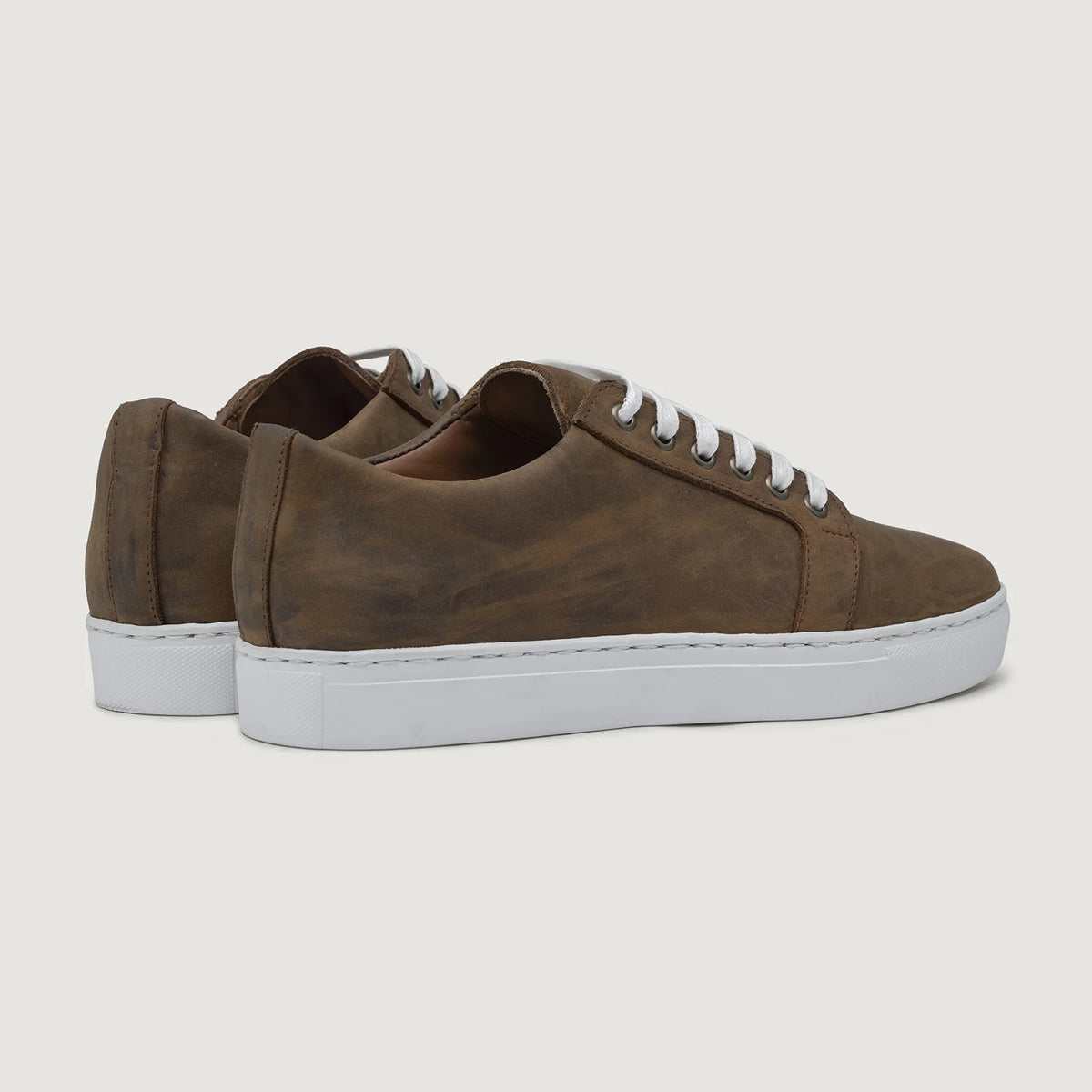 Burnt Copper Full-Grain leather Sneakers - Costruzione Goodyear a guardolo & dettaglio puntale
