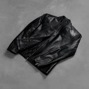 Zipper &amp; Hem Craftsmanship Construction Detail on Men's Adornica Nero Giacca Biker in Pelle da Uomo