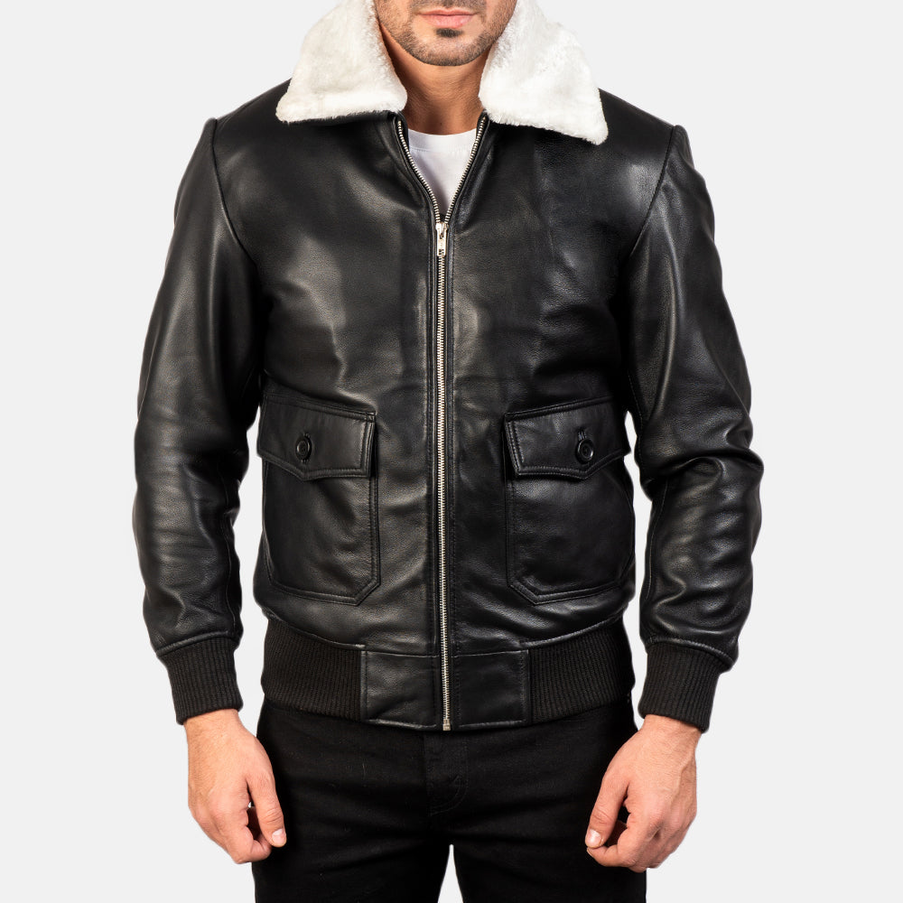 
Dettaglio ravvicinato of Shirt with Removable Fur & Zipper Hardware on Airin G-1 Black & White Leather Bomber Jacket