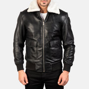 
Dettaglio ravvicinato of Shirt with Removable Fur & Zipper Hardware on Airin G-1 Black & White Leather Bomber Jacket