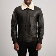 
Dettaglio ravvicinato of Shirt with Removable Fur & Zipper Hardware on Airin G-1 Marrone & Cream Bomber in Pelle da Uomo