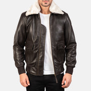Men's Airin G-1 Marrone Bomber in Pelle da Uomo in Brown Sheepskin Leather - Vista frontale e linea su misura | Acquista online