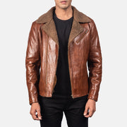 Men's Alberto Shearling Marrone Giacca in Pelle da Uomo in Brown Sheepskin Leather - Vista frontale e linea su misura | Acquista online