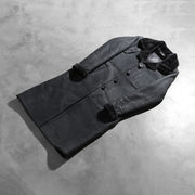 Styled Fit Perspective of Women's Alina Shearling Nero Cappotto in Pelle da Donna on Model - Natural Daylight Drape