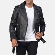 
Dettaglio ravvicinato of Notch & Zipper & Waist belt Hardware on Allaric Alley Black Leather Biker Jacket