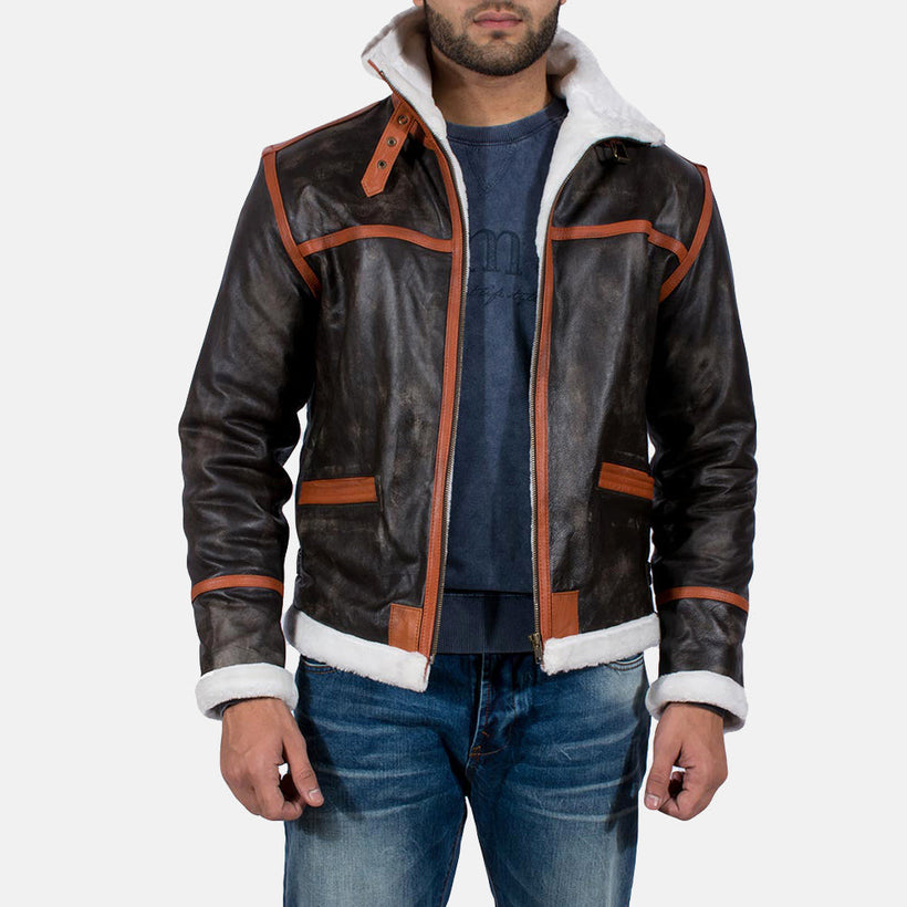 Alpine Marrone Fur Giacca in Pelle da Uomo