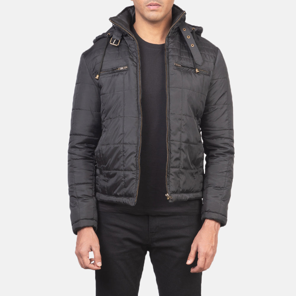 
Alps Quilted Black Windbreaker Jacket in Black Polyester - Vista frontale e silhouette sartoriale | Acquista online