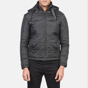 
Dettaglio ravvicinato of High neck with Belt & Zipper Hardware on Alps Quilted Black Windbreaker Jacket