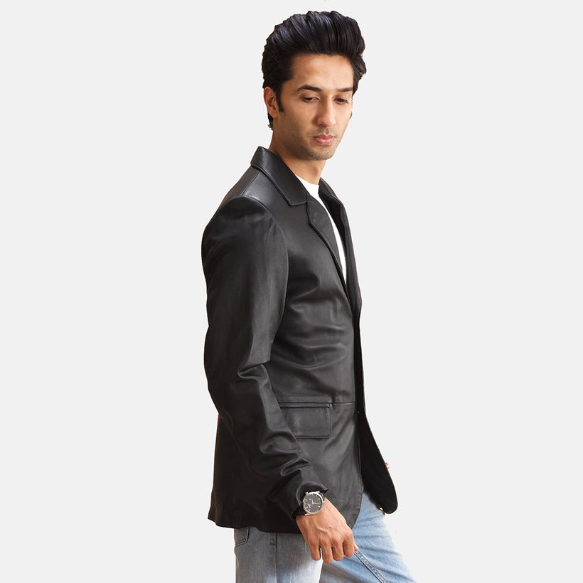 Alyson Nero Blazer in Pelle in Pelle da Uomo