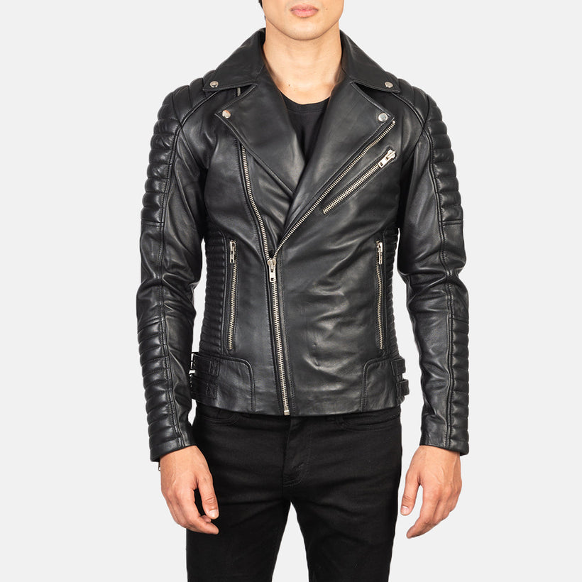 Armand Verde Giacca Biker in Pelle da Uomo