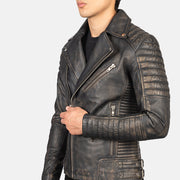 Armand Verde Giacca Biker in Pelle da Uomo – Vista prodotto alternativa 5