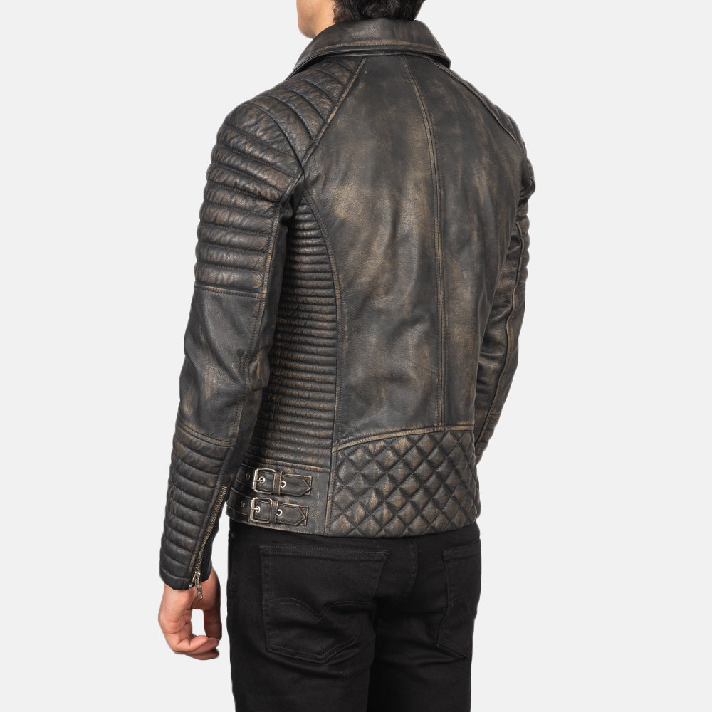 Armand Verde Giacca Biker in Pelle da Uomo – Vista prodotto alternativa 6
