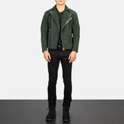Armand Verde Giacca Biker in Pelle da Uomo – Vista prodotto alternativa 3