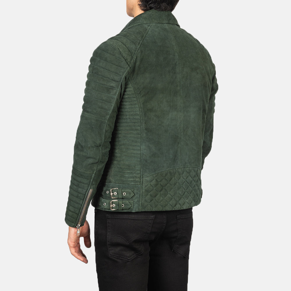 Armand Verde Giacca Biker in Pelle da Uomo – Vista prodotto alternativa 5