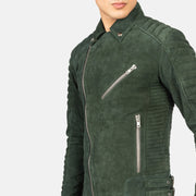 Armand Verde Giacca Biker in Pelle da Uomo – Vista prodotto alternativa 6