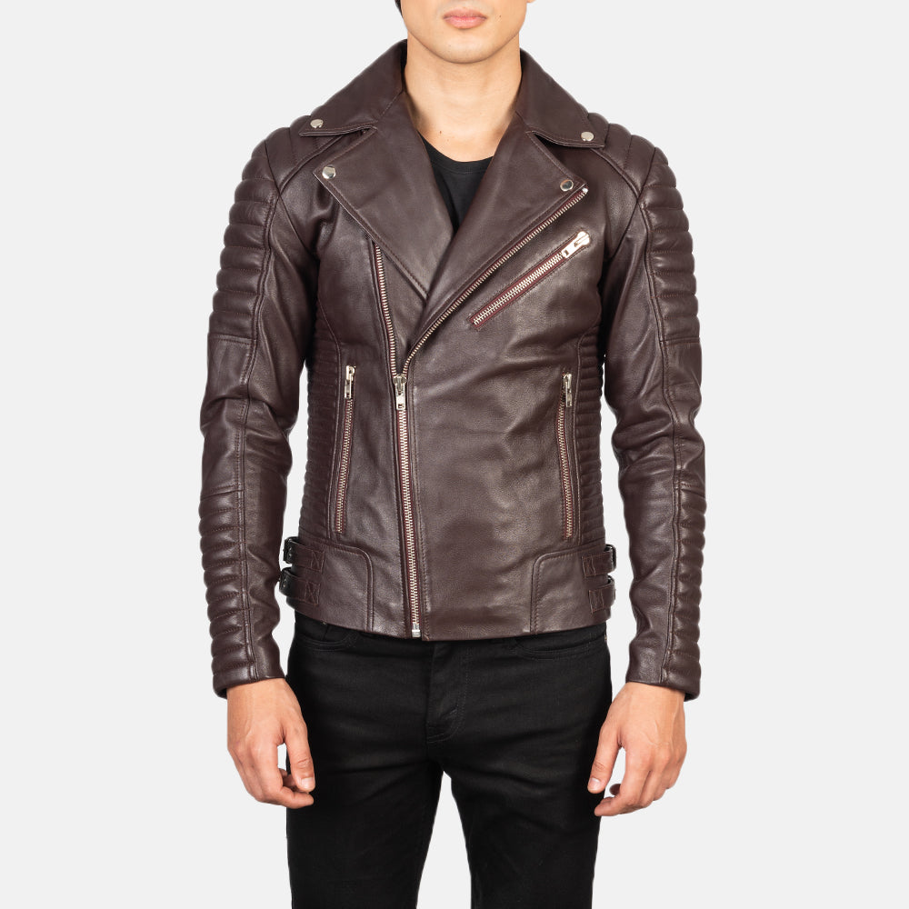 Armand Verde Giacca Biker in Pelle da Uomo – Vista prodotto alternativa 1