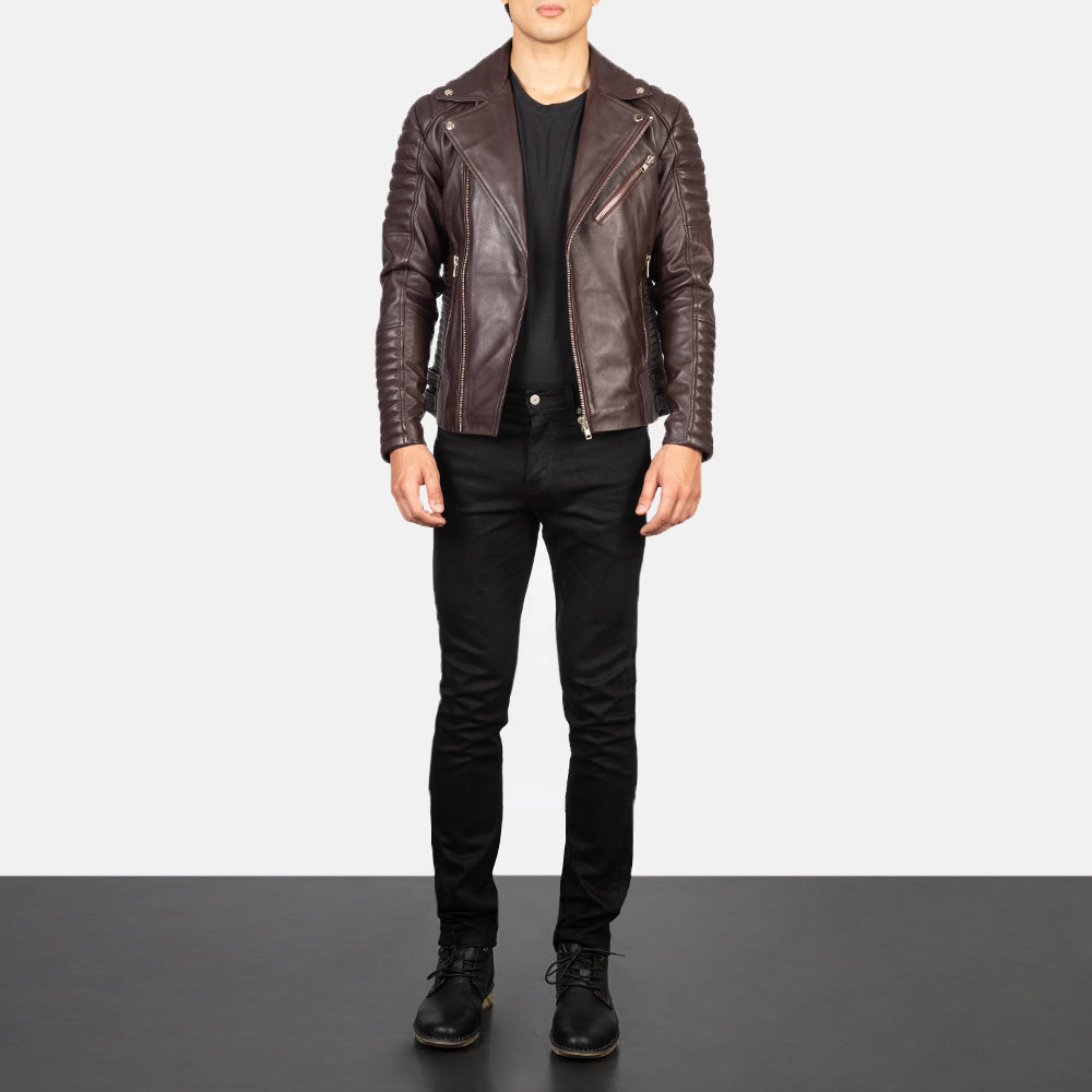 Armand Verde Giacca Biker in Pelle da Uomo – Vista prodotto alternativa 3