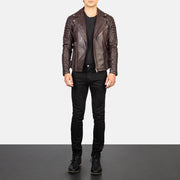 Armand Verde Giacca Biker in Pelle da Uomo – Vista prodotto alternativa 3