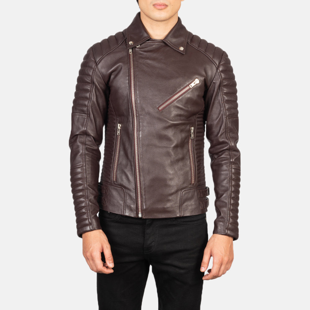 Armand Verde Giacca Biker in Pelle da Uomo – Vista prodotto alternativa 4