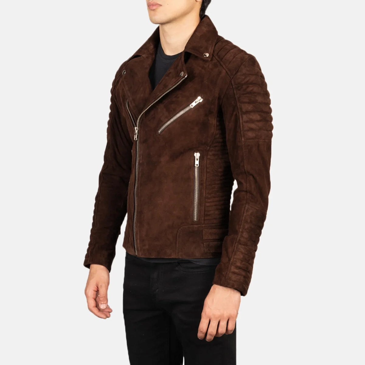 Armand Verde Giacca Biker in Pelle da Uomo – Vista prodotto alternativa 2