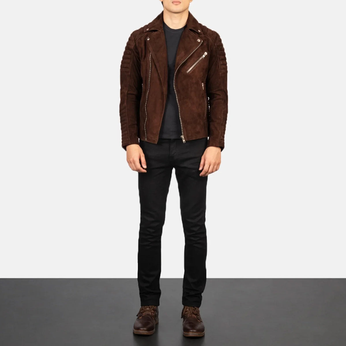 Armand Verde Giacca Biker in Pelle da Uomo – Vista prodotto alternativa 3