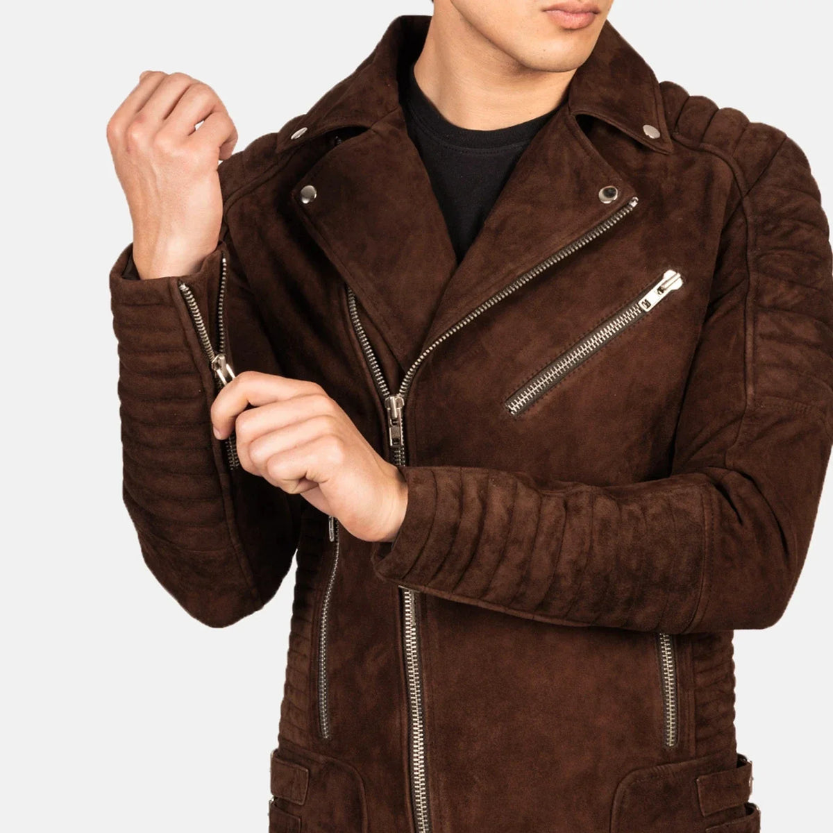Armand Verde Giacca Biker in Pelle da Uomo – Vista prodotto alternativa 6