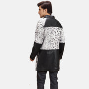 Dettaglio ravvicinato of Shirt &amp; Button Hardware on Men's Artistry Nero Dye Cappotto in Pelle da Uomo