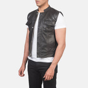 
Brown Sheepskin Leather Biker Jacket - Vista posteriore con spalle definite e orlo pulito