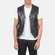 
Auden Nero Gilet in Pelle da Uomo in Black Cowhide Leather - Vista frontale e silhouette sartoriale | Acquista online