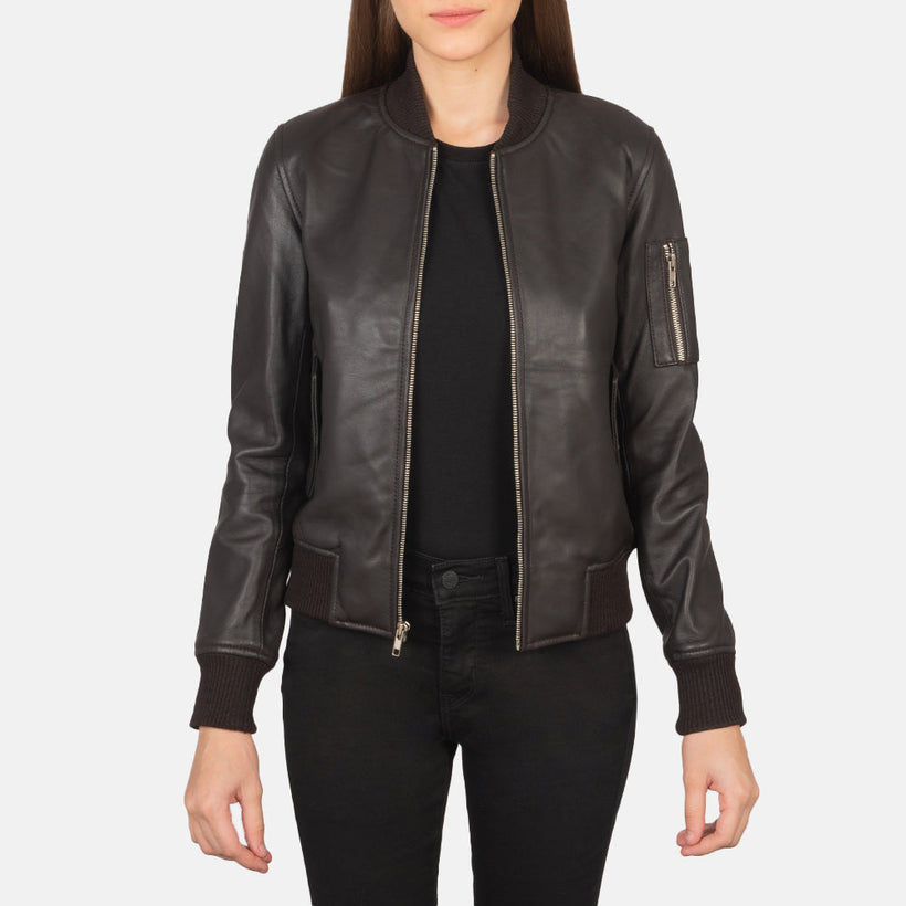 Ava MA-1 Marrone Bomber in Pelle da Donna