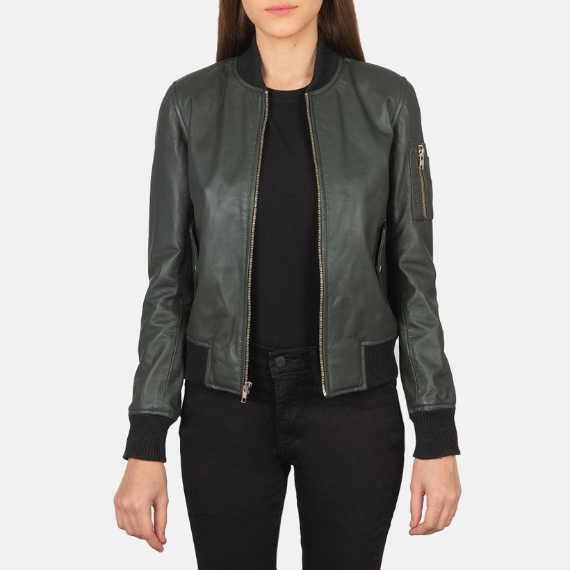 Ava MA-1 Verde Bomber in Pelle da Donna