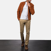 Blain Marrone Bomber in Pelle da Uomo – Vista prodotto alternativa 4