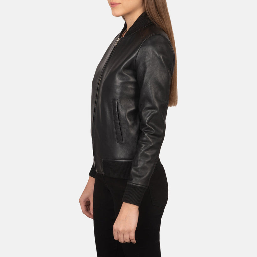 Bliss Nero Bomber in Pelle da Donna