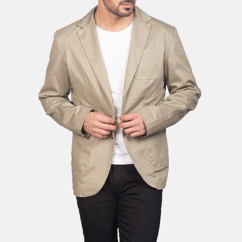 Borges Beige Blazer in Pelle da Uomo