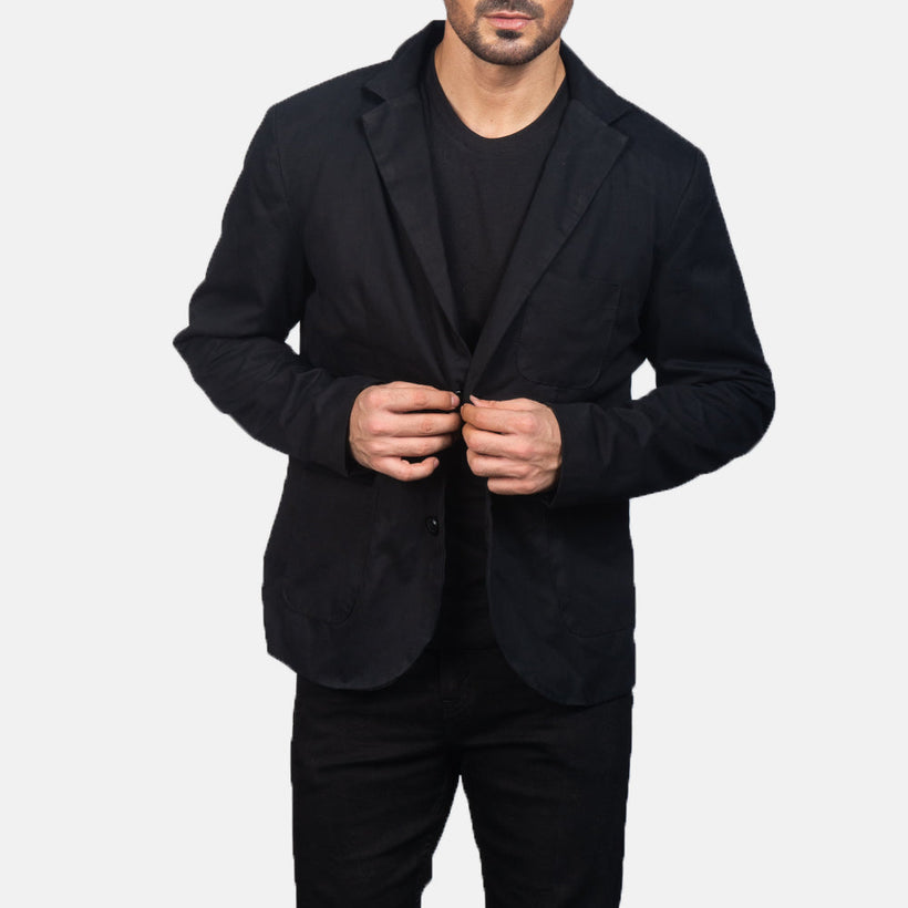 Borges Nero Blazer in Pelle da Uomo