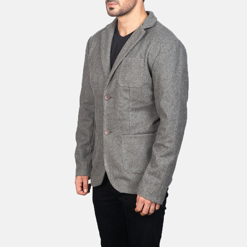 Borges Grigio Wool Blazer in Pelle da Uomo