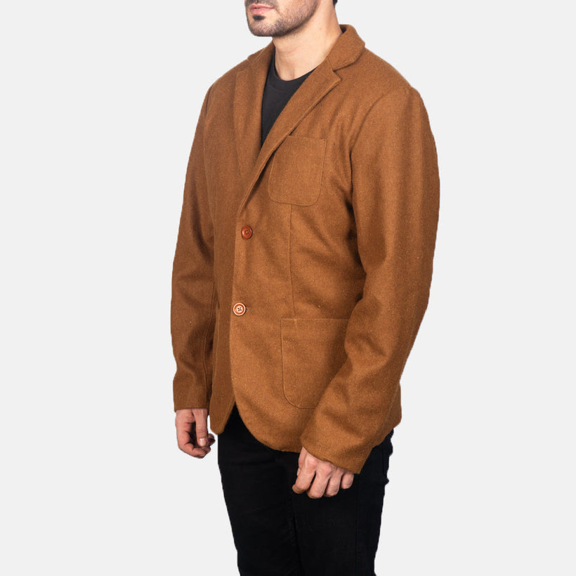Borges Khaki Wool Blazer in Pelle da Uomo