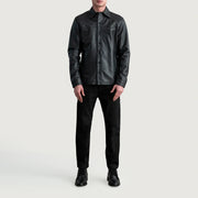 
Dettaglio ravvicinato of Shirt & Buttons Hardware on Bronco Nero Leather Shirt da Uomo