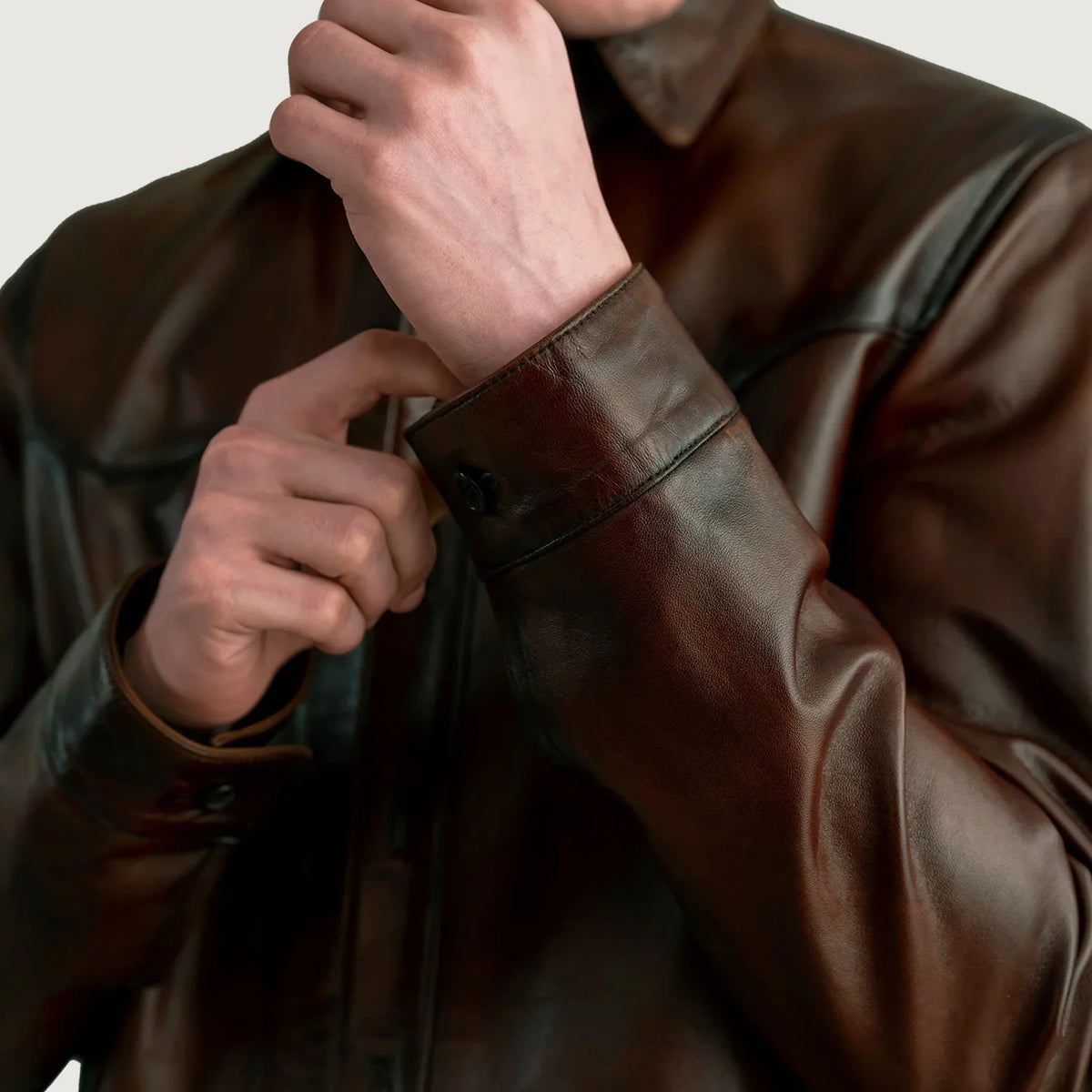 Authentic Sheepskin Leather with Semi-Aniline Finish Grain Texture & Heavy-Duty Seam Stitching Detail