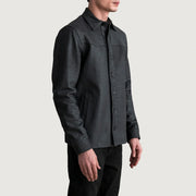 Tumbled Black Sheepskin leather Jacket - Vista posteriore Showing Tailored Shoulder Fit &amp; Clean Hemline