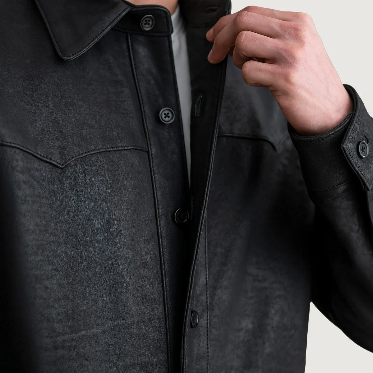 Authentic Sheepskin Leather with Semi-Aniline Finish Grain Texture &amp; Heavy-Duty Seam Stitching Detail
