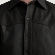 Authentic Sheepskin Leather with Semi-Aniline Finish Grain Texture &amp; Heavy-Duty Seam Stitching Detail